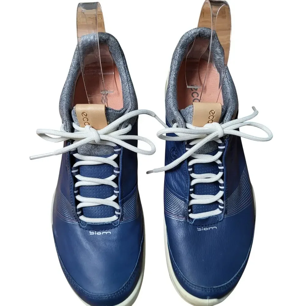 Ecco Biom Gore Tex Blue Leather Lace Up Golf Shoes Women's Size 9 Extra Width
